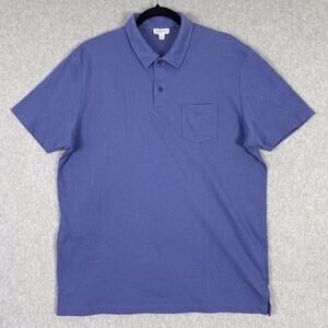 Sunspel Shirt Mens XL Blue Polo Cotton Short Sleeve